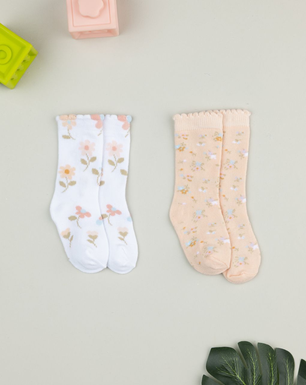 βρεφικά καλτσάκια πακέτο x2 φλοράλ για κορίτσι - Prénatal
