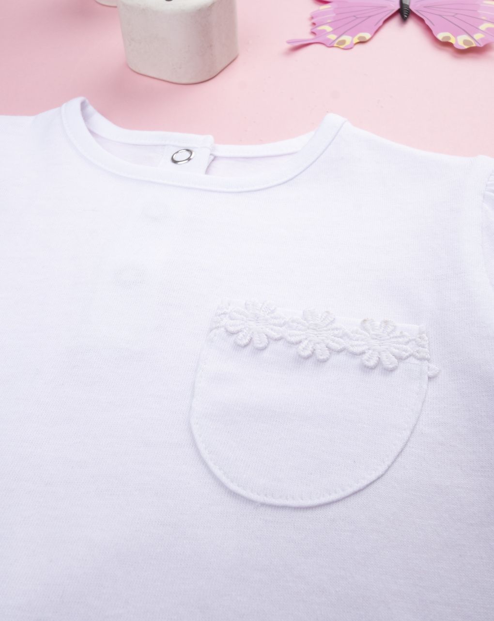 βρεφικό t-shirt λευκό με τσέπη για κορίτσι - Prénatal