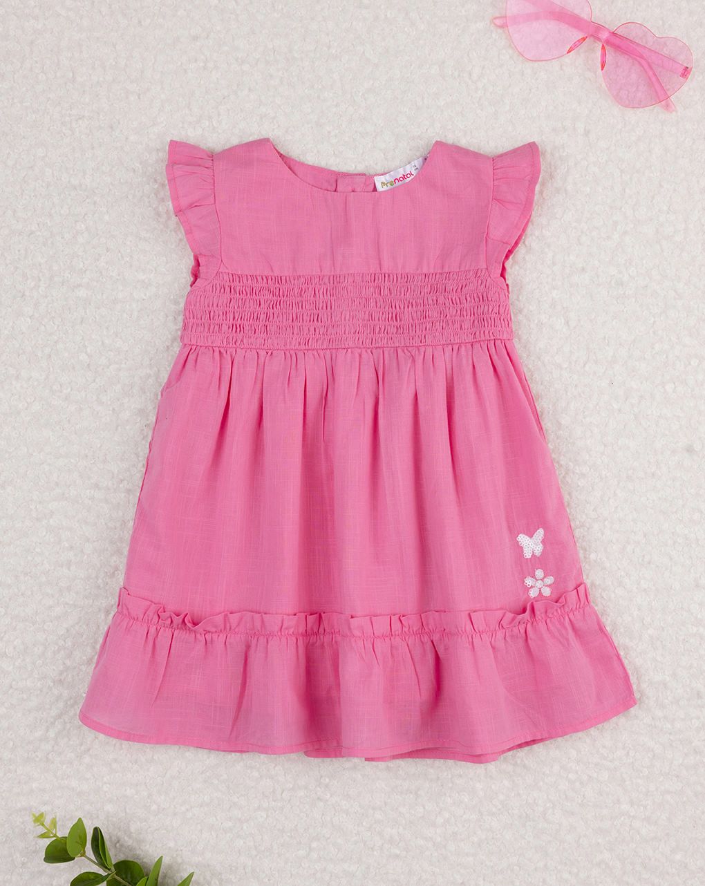 βρεφικό φόρεμα φούξια με πεταλούδα για κορίτσι - Prénatal
