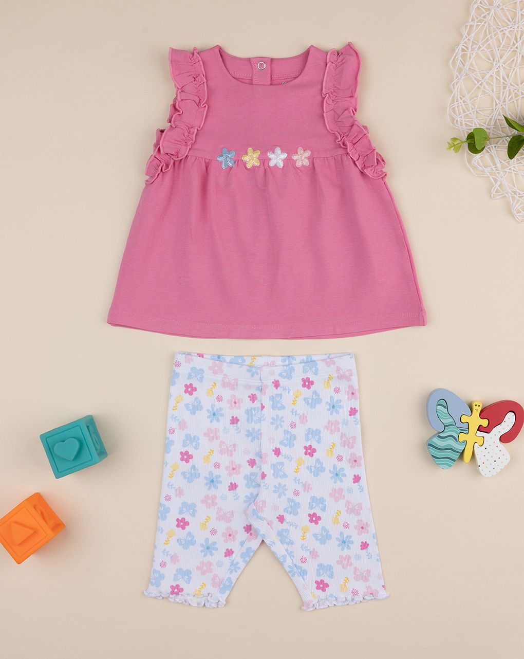 βρεφικό σετ μπλούζα και κολάν με λουλούδια για κορίτσι - Prénatal