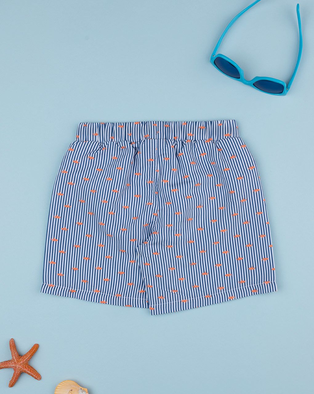 παιδικό μαγιό boxer ριγέ μπλε/λευκό με ψάρια για αγόρι - Prénatal