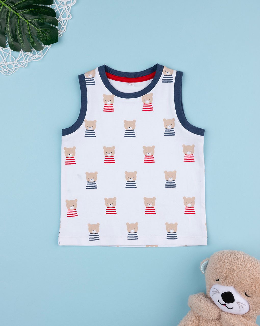 βρεφική μπλούζα λευκή με αρκουδάκια για αγόρι - Prénatal