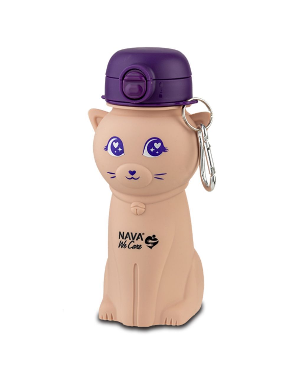 Nava μπουκάλι νερού σιλικόνης ροζ γάτα "we care" 500ml 10-006-005 - Nava
