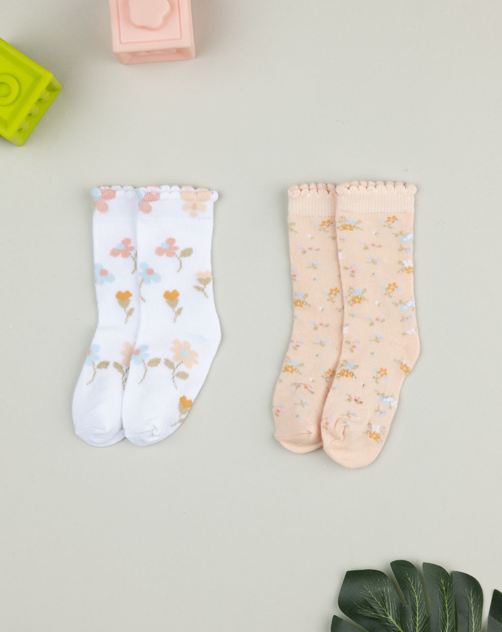 βρεφικά καλτσάκια πακέτο x2 φλοράλ για κορίτσι - Prénatal