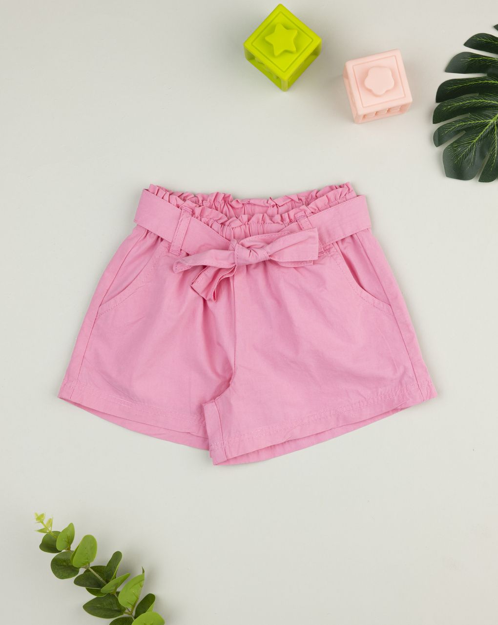 παιδικό σορτσάκι ροζ με ζώνη για κορίτσι