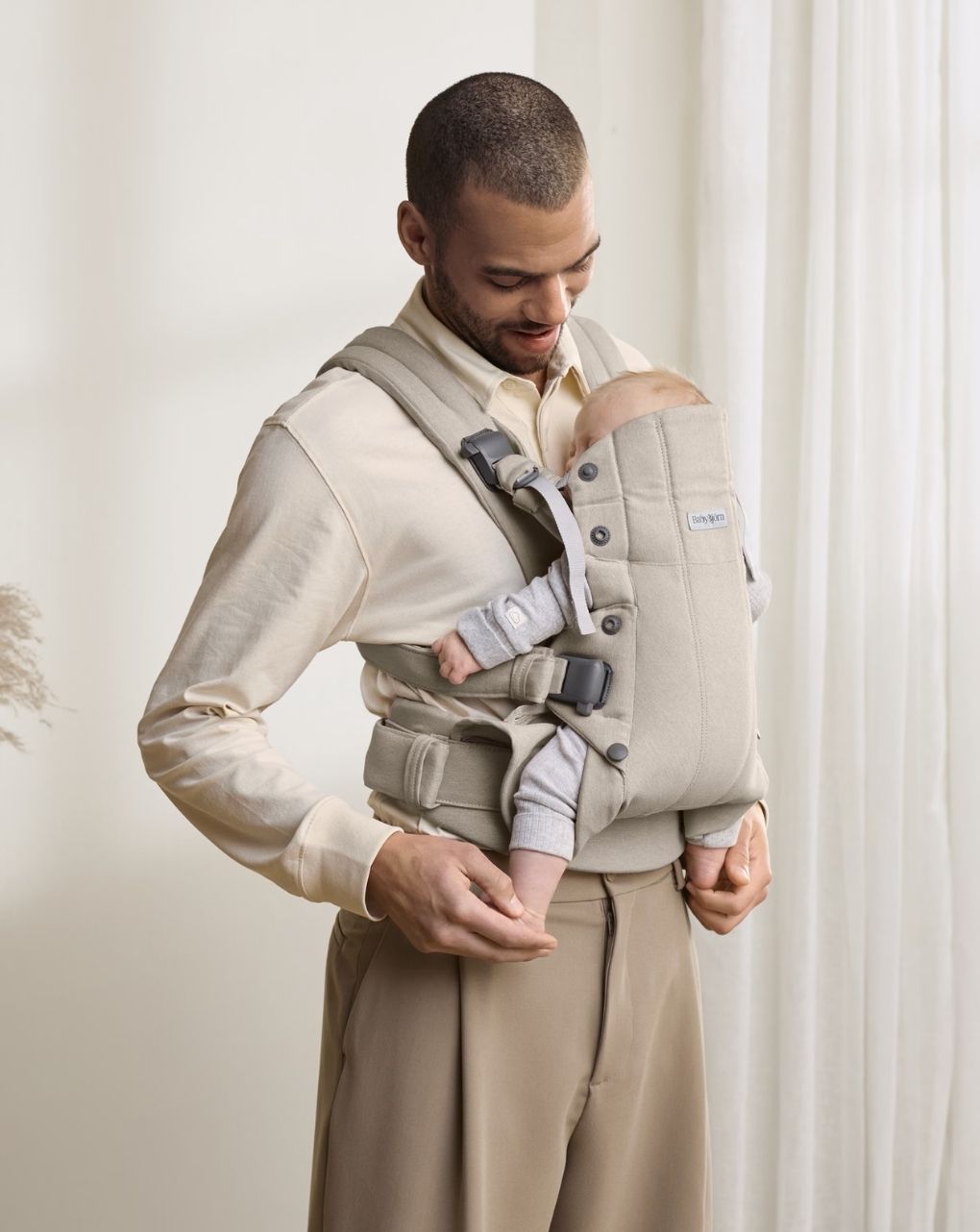 Babybjörn μάρσιπος harmony woven mélange light beige 088032 - Baby Bjorn