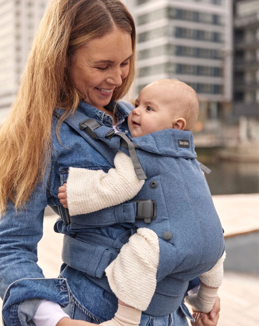 Babybjörn μάρσιπος harmony woven mélange blue 088033 - Baby Bjorn