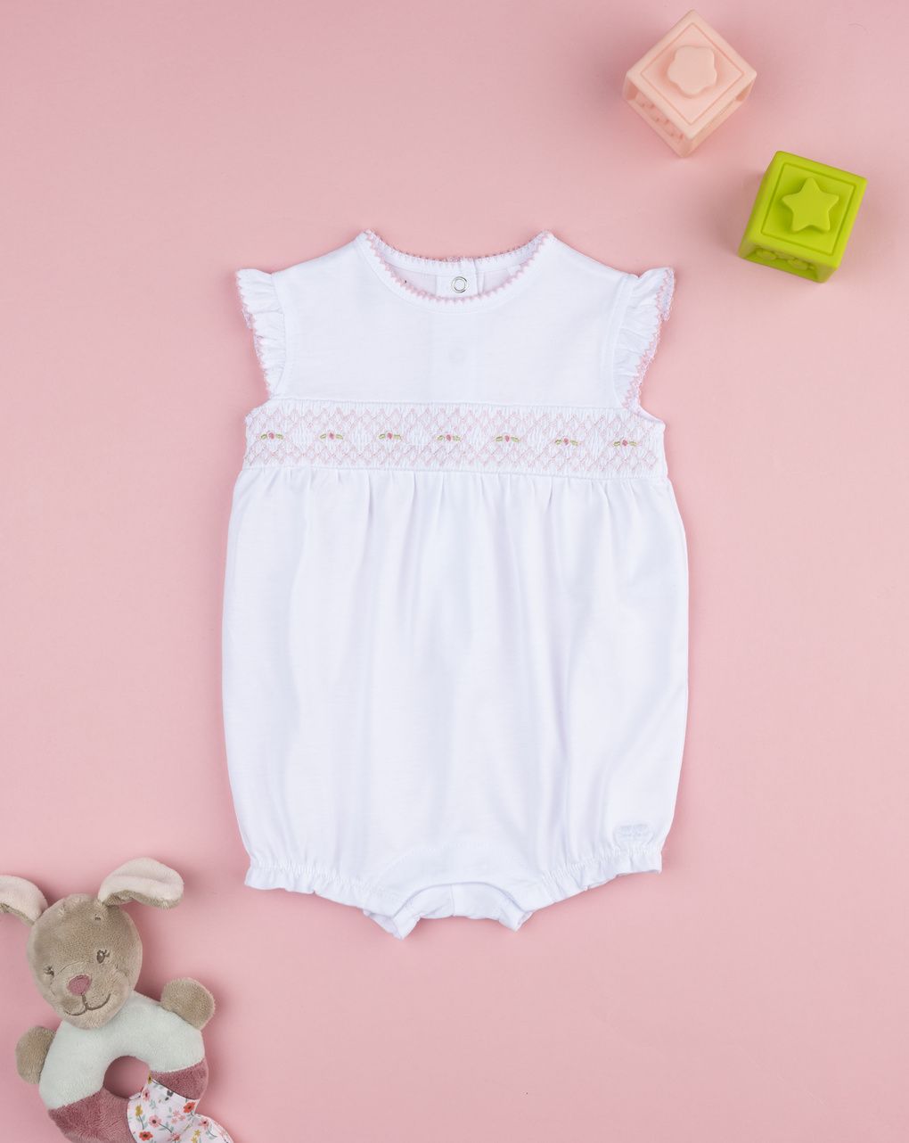 βρεφικό φορμάκι λευκό με λουλούδια για κορίτσι - Prénatal