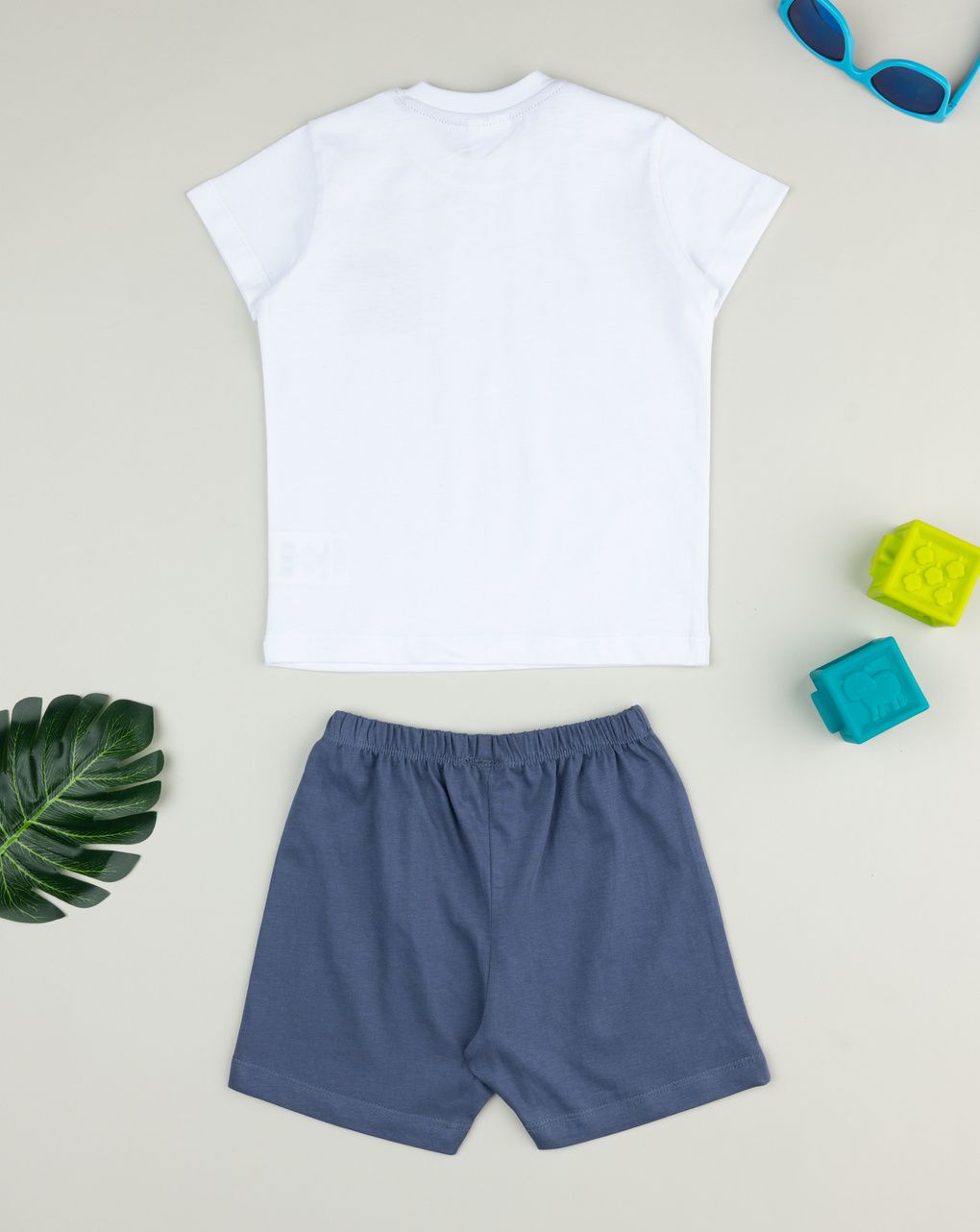 βρεφική πιτζάμα λευκή/μπλε με αρκουδάκι για αγόρι - Prénatal