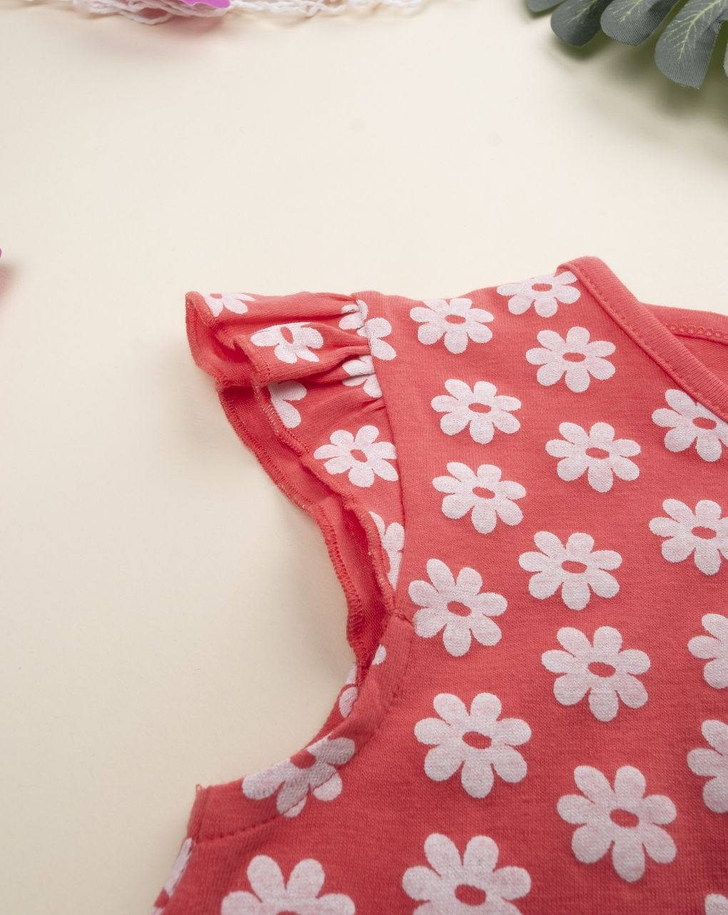παιδικό φόρεμα κοραλί με μαργαρίτες για κορίτσι - Prénatal
