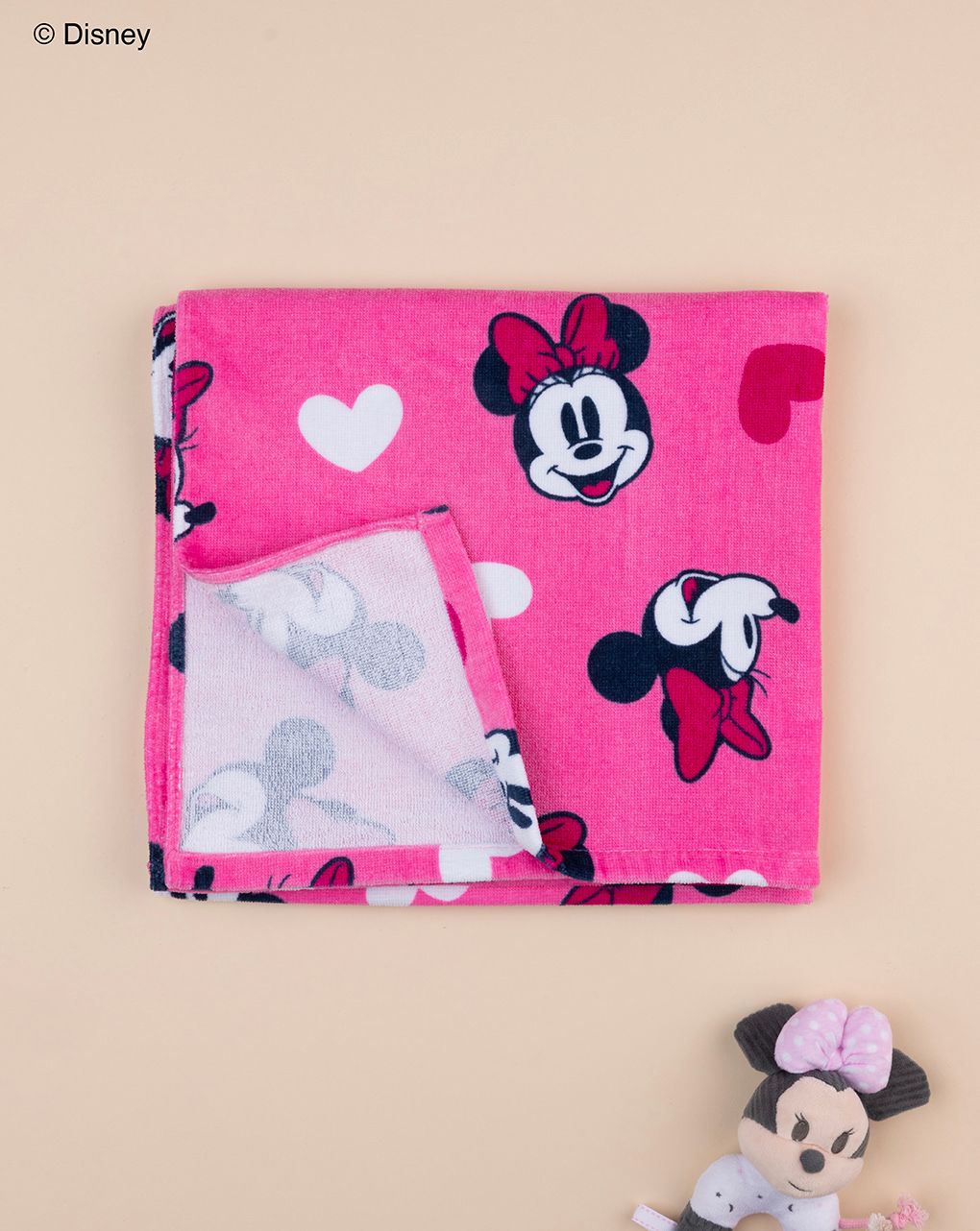 παιδική πετσέτα θαλάσσης φούξια minnie για κορίτσι - Prénatal