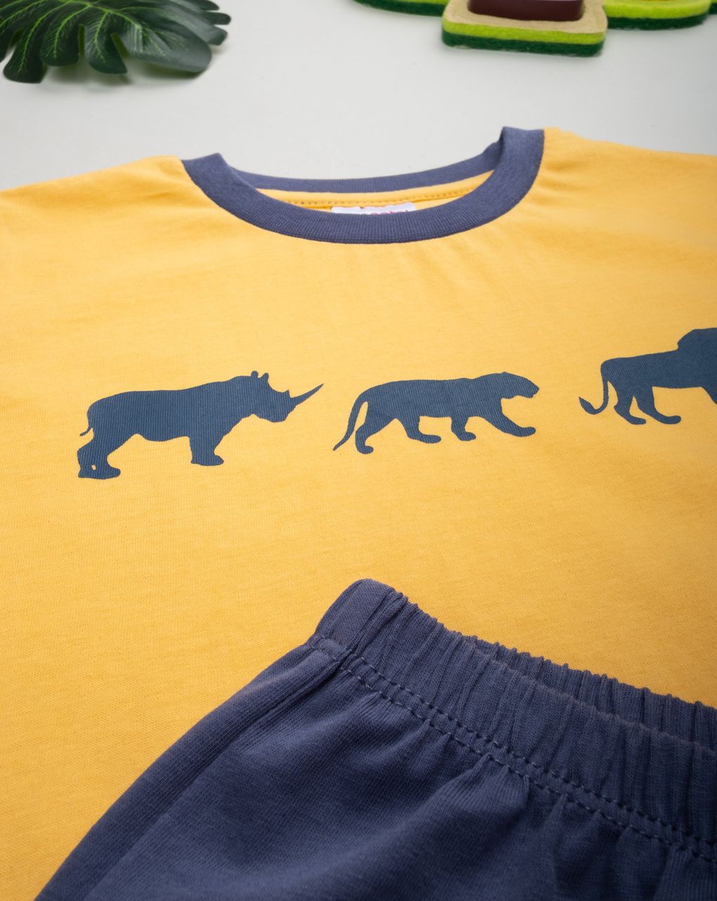 παιδική πιτζάμα κίτρινη/μπλε jungle για αγόρι - Prénatal