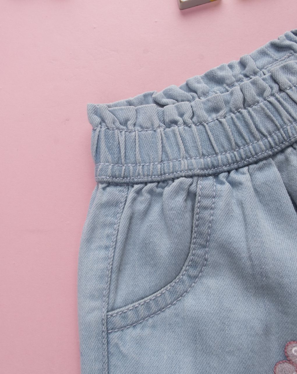 βρεφικό τζιν σορτσάκι μπλε με λουλούδια για κορίτσι - Prénatal