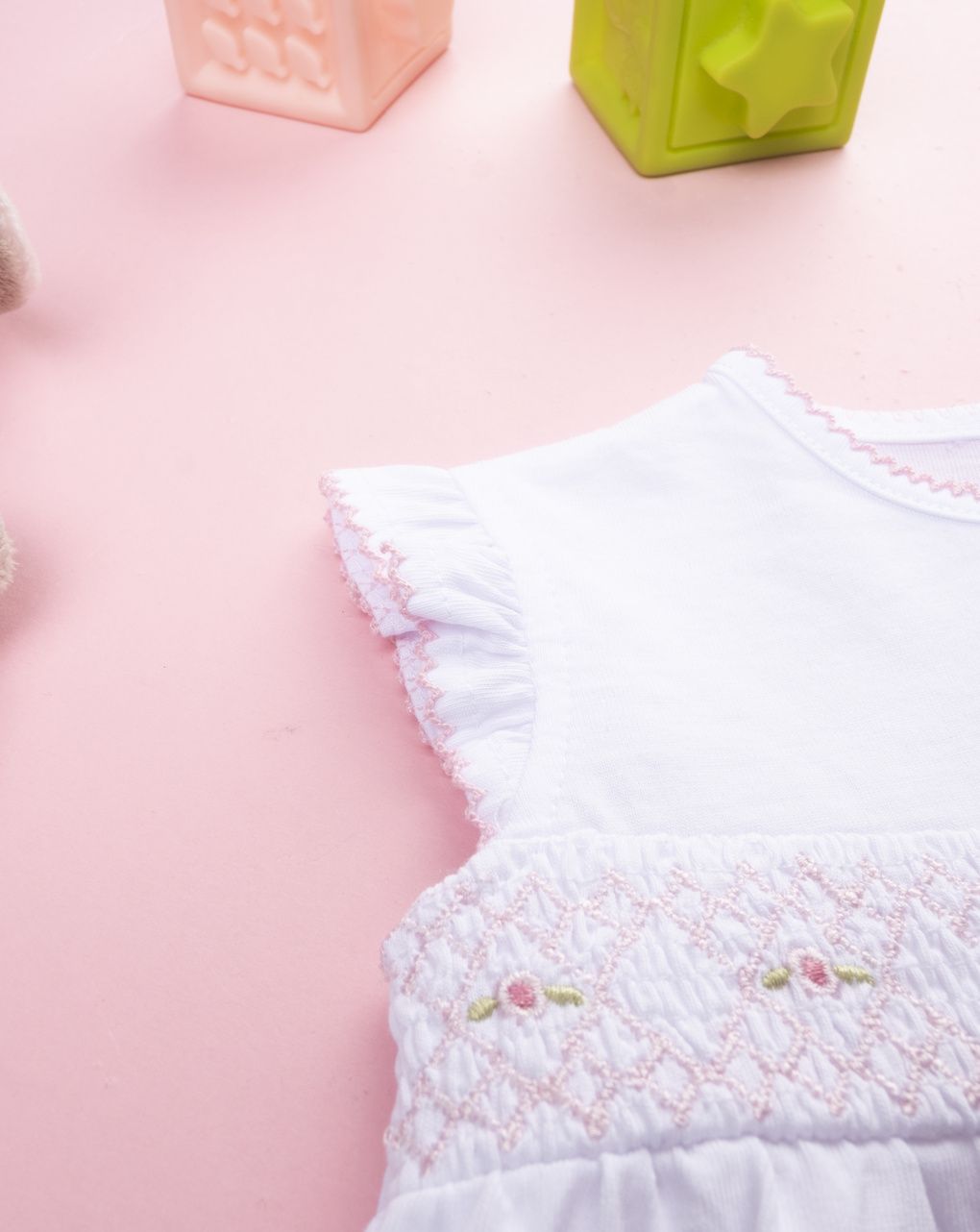 βρεφικό φορμάκι λευκό με λουλούδια για κορίτσι - Prénatal