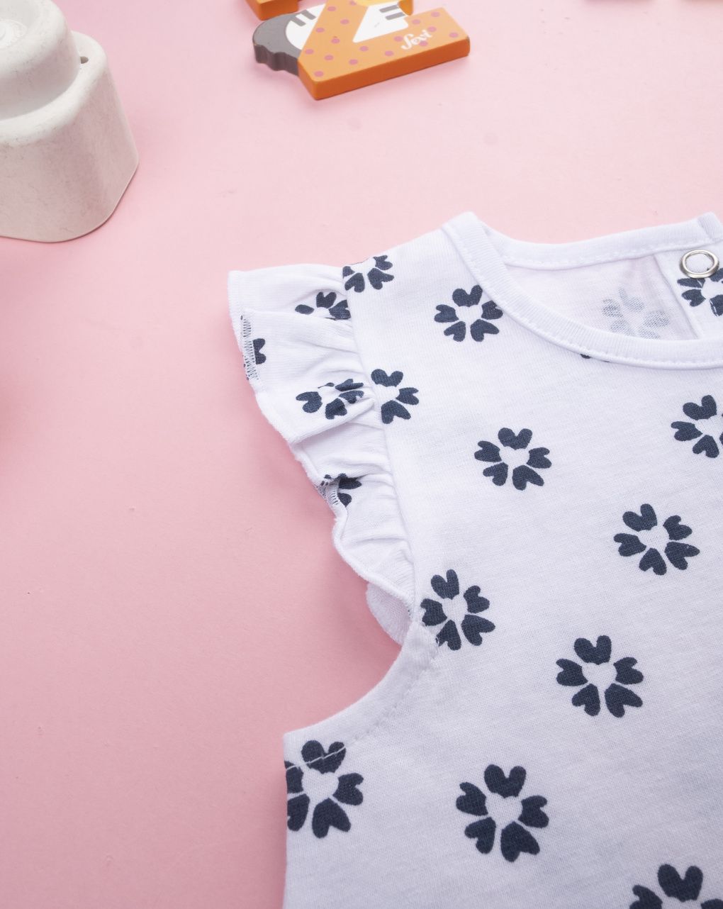 βρεφική μπλούζα λευκή με λουλούδια για κορίτσι - Prénatal