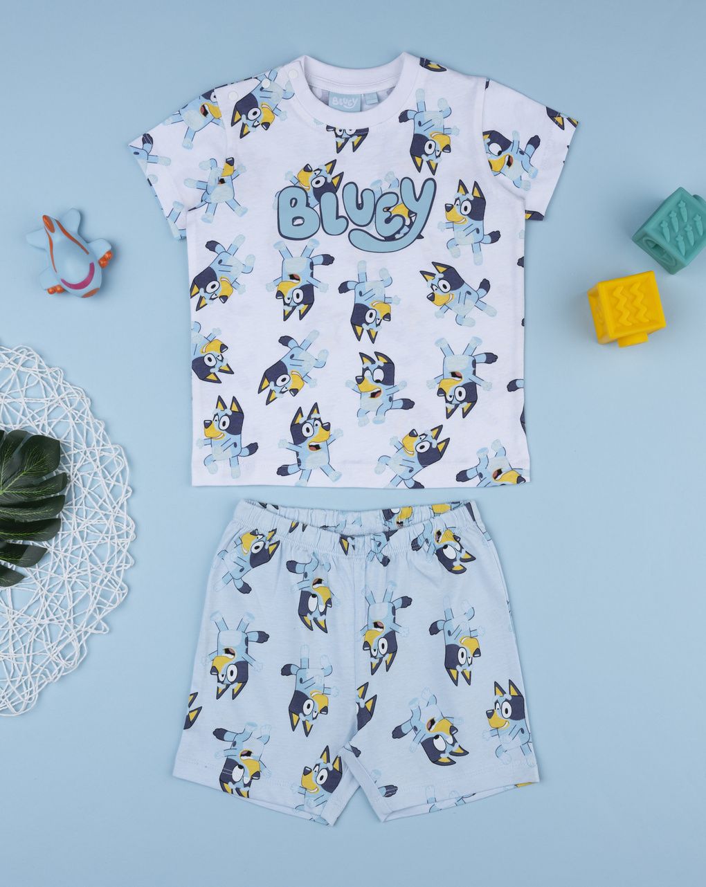 βρεφική πιτζάμα λευκή/γαλάζια bluey για αγόρι - Prénatal