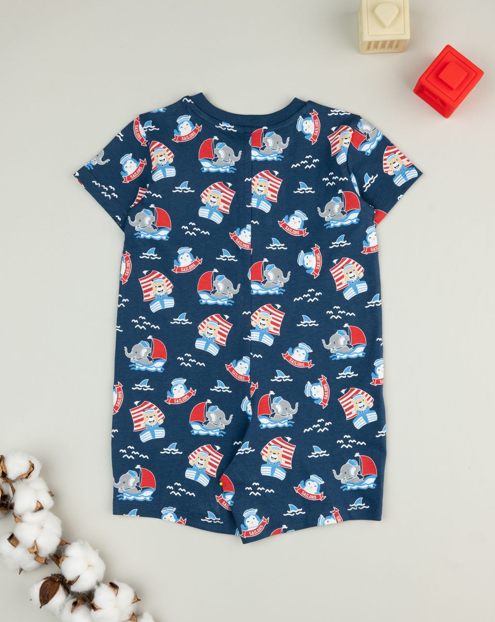 βρεφική ολόσωμη πιτζάμα μπλε sailors για αγόρι - Prénatal