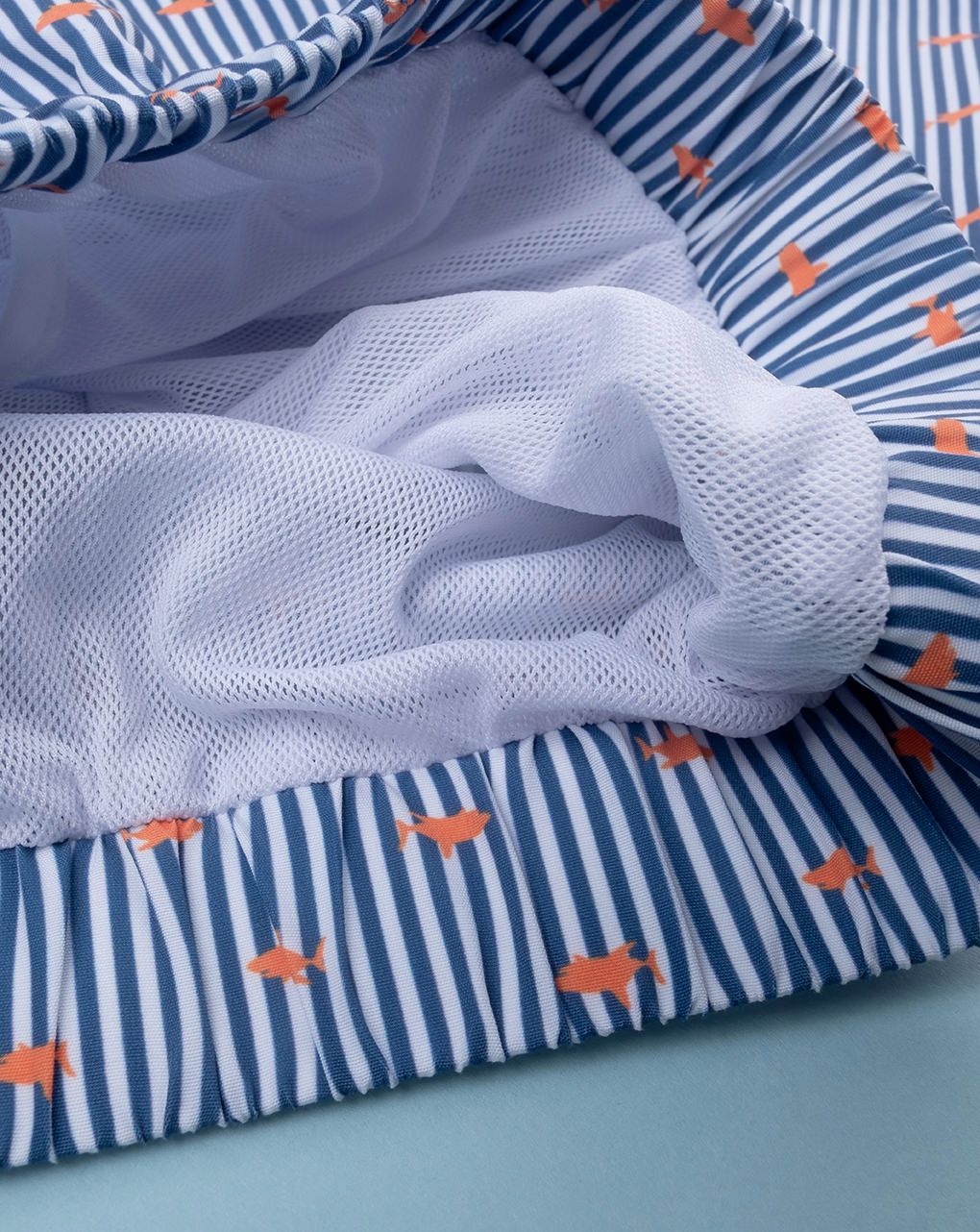 παιδικό μαγιό boxer ριγέ μπλε/λευκό με ψάρια για αγόρι - Prénatal