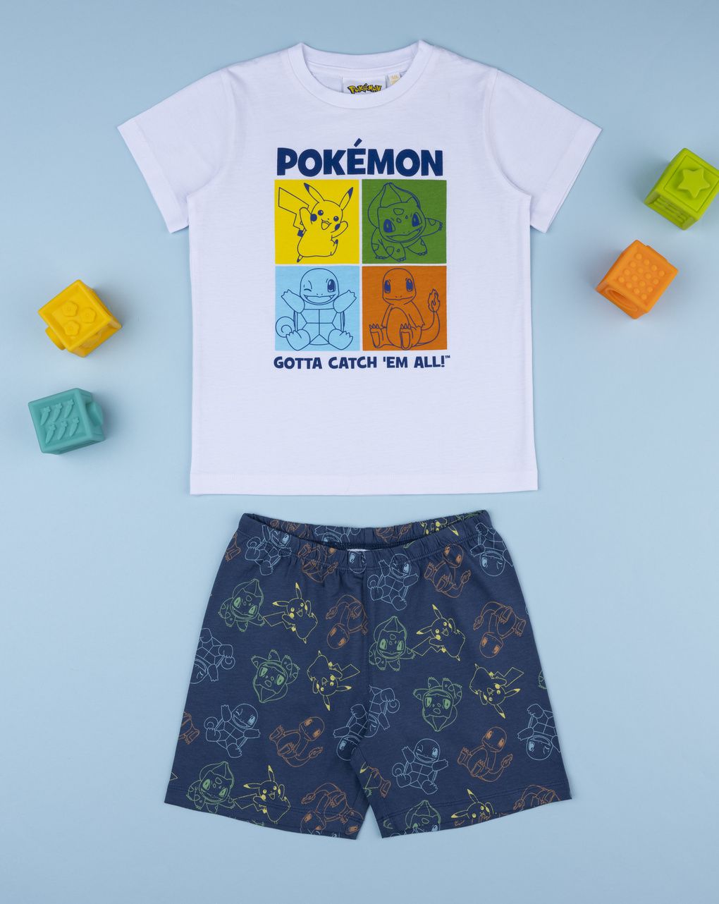 παιδική πιτζάμα λευκή/μπλε pokémon για αγόρι