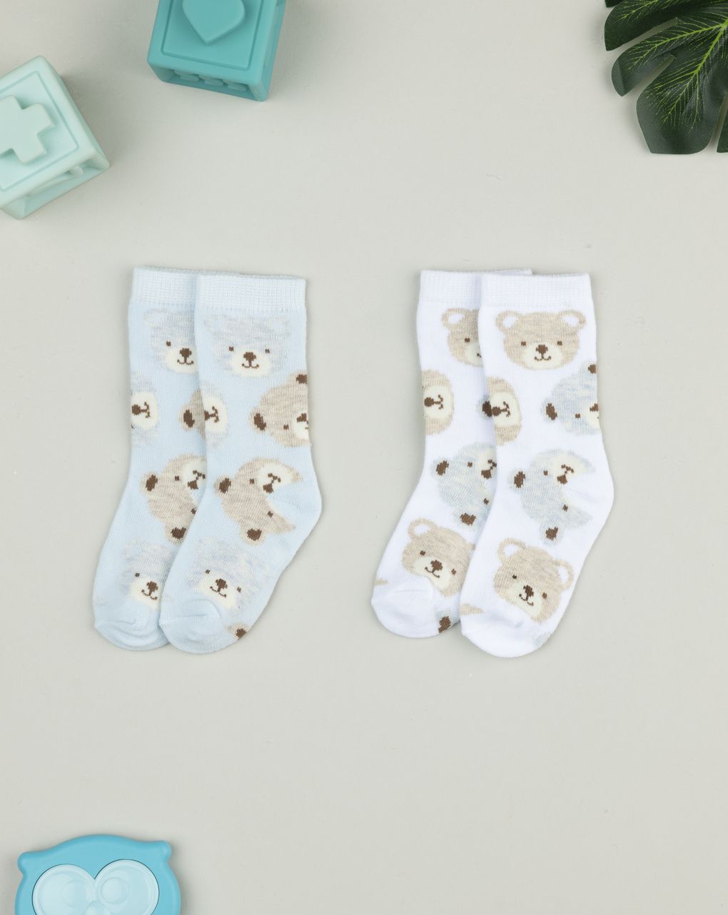 βρεφικά καλτσάκια πακέτο x2 με αρκουδάκια για αγόρι - Prénatal