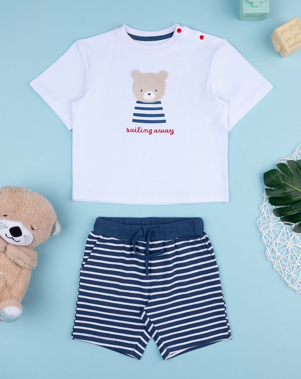 βρεφικό σετ t-shirt και σορτσάκι sailing away για αγόρι - Prénatal