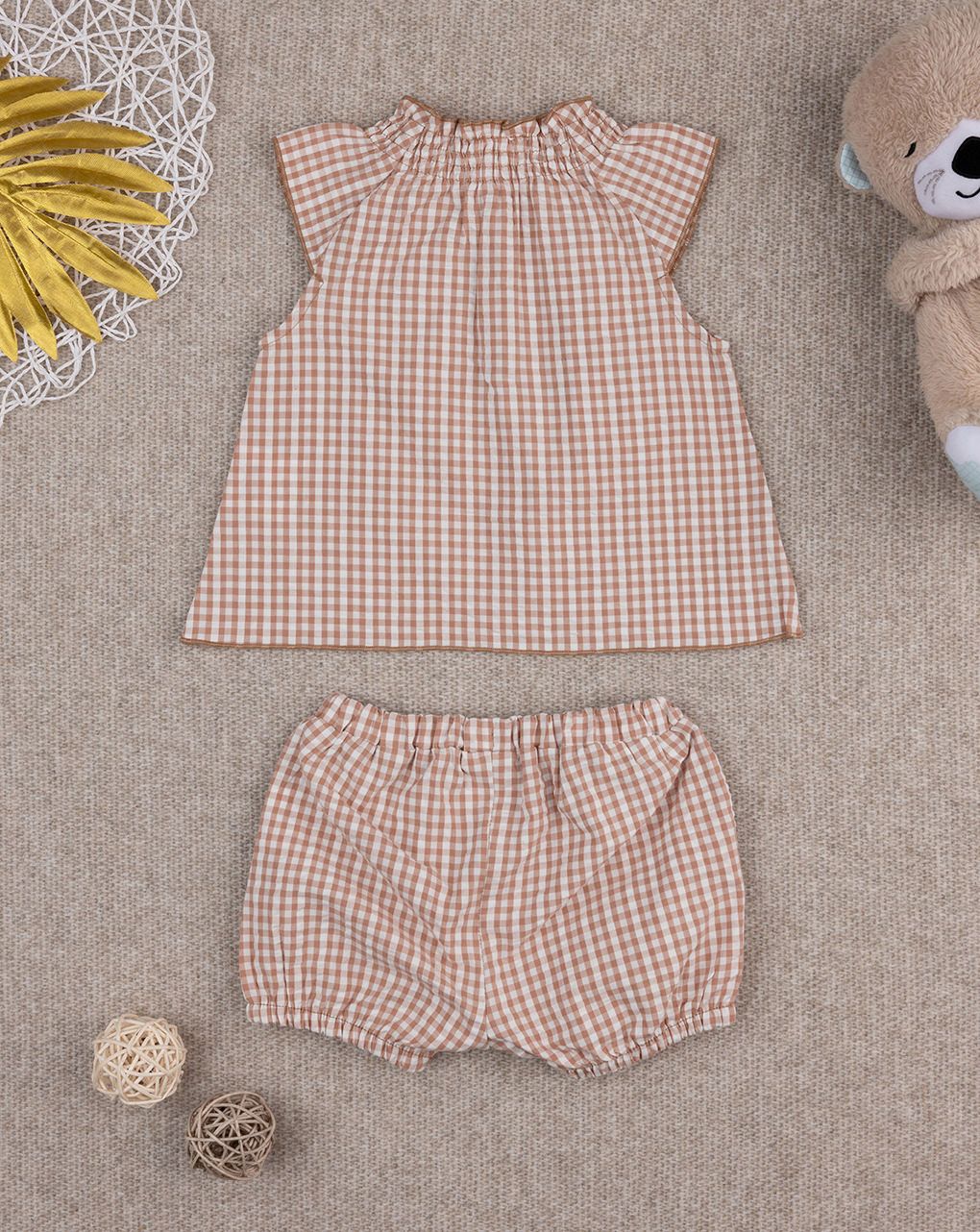 βρεφικό σετ μπλούζα και σορτσάκι καρό για κορίτσι - Prénatal