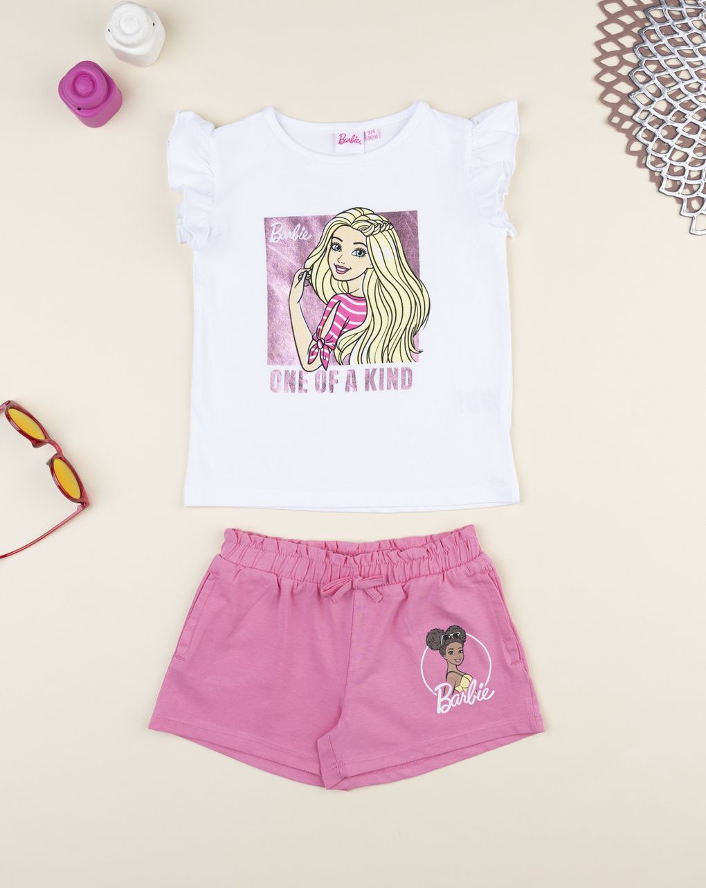 παιδικό σετ t-shirt και σορτσάκι barbie για κορίτσι