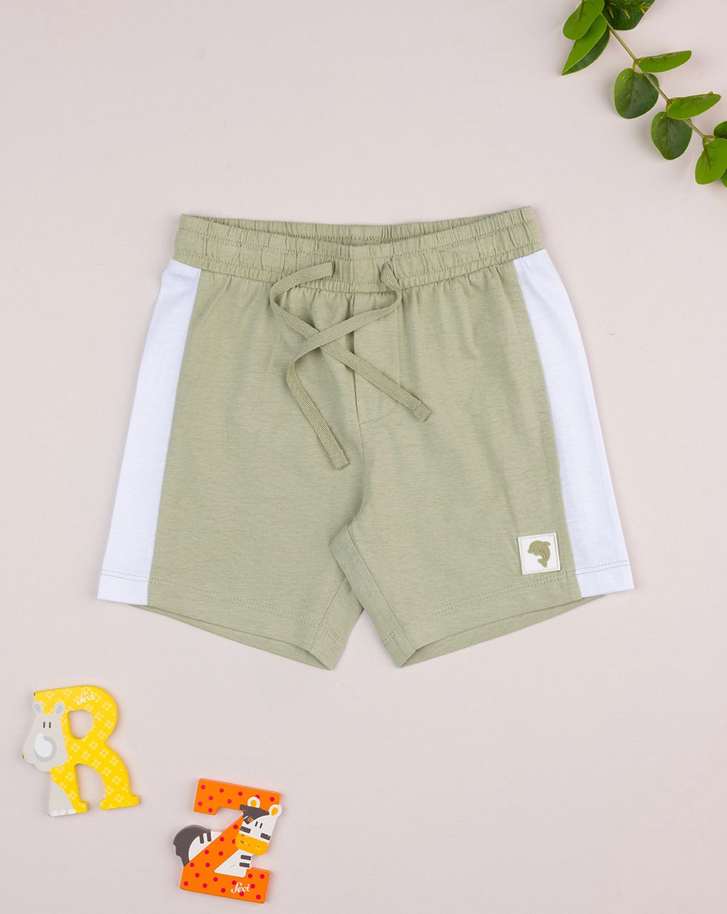 βρεφικό σορτσάκι λαδί με δελφίνι για αγόρι