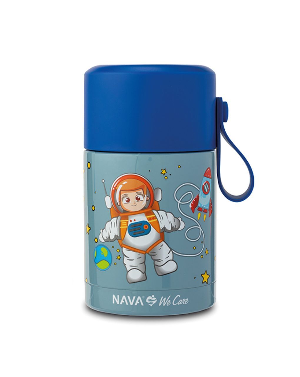Nava παιδικό δοχείο φαγητού ισοθερμικό στρογγυλό "we care" 400ml μπλε 10-007-002 - Nava