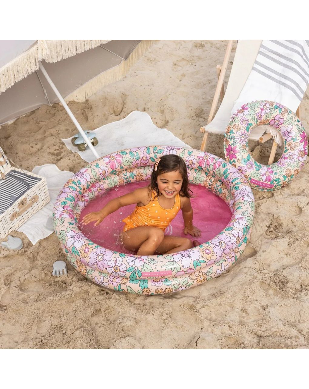 Swim essentials φουσκωτή πισίνα μωρού 60 εκ με 2 αεροθαλάμους pink blossom flower swe-2022se316 - Swim Essentials