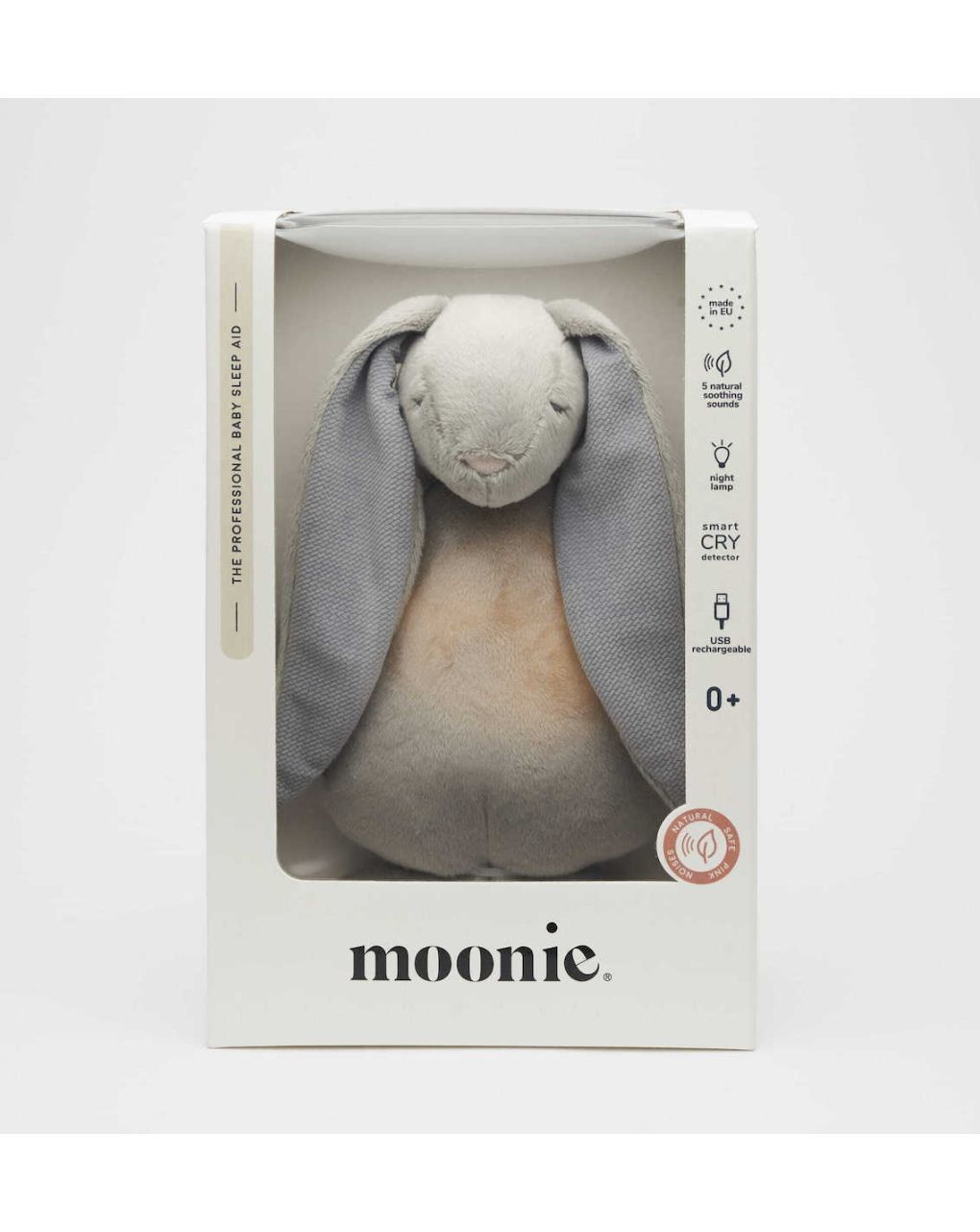 Moonie 2.0 the humming friend επαναφορτιζόμενο βοήθημα ύπνου με αισθητήρα κλάματος και φωτισμό silver bunny - MOONIES