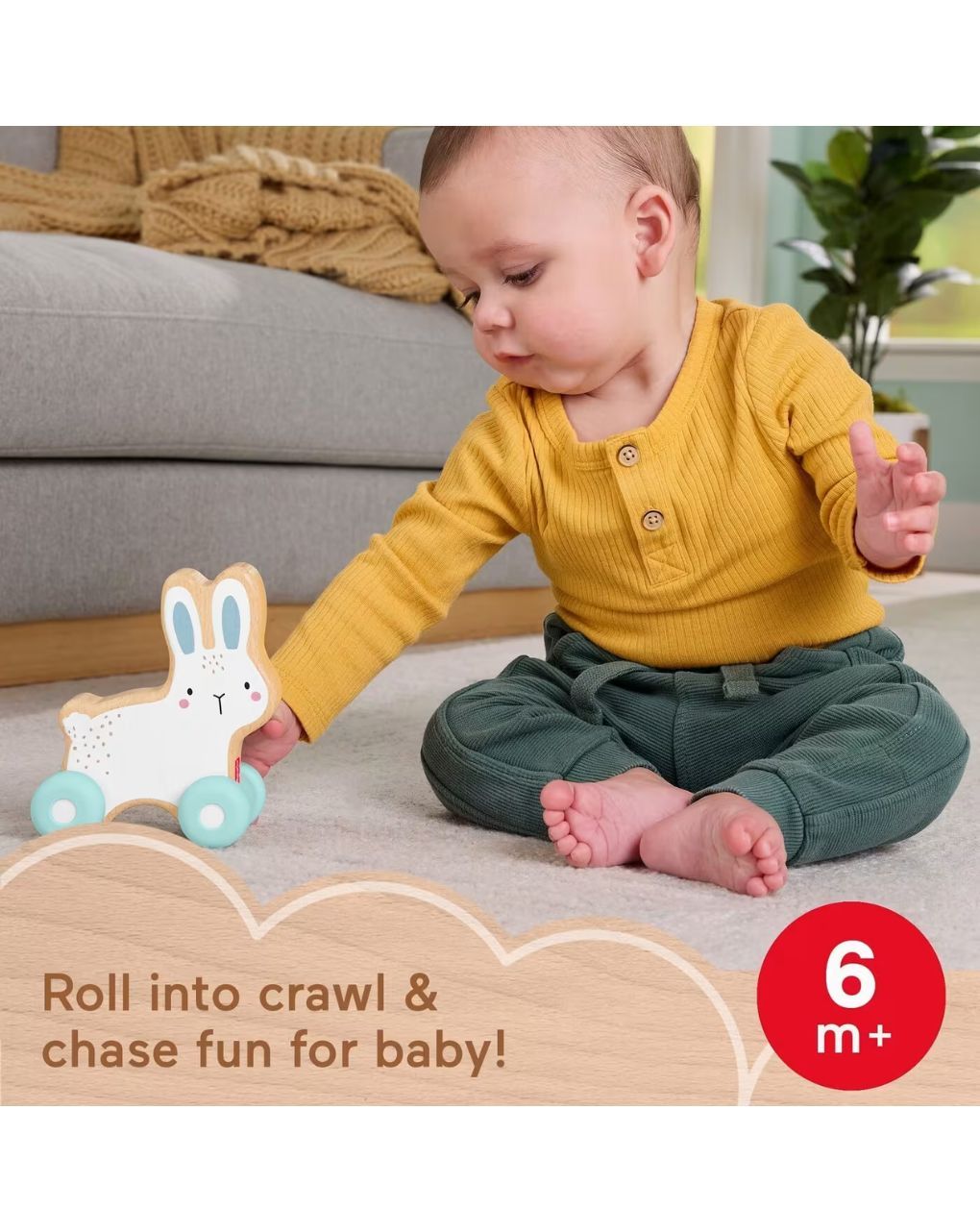 Mattel fisher-price ξύλινο συρόμενο λαγουδάκι 6m+ jdm52 - Fisher-Price