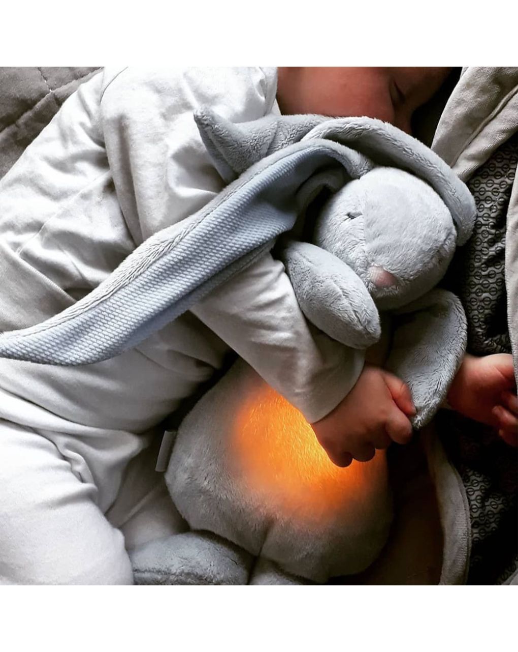 Moonie 2.0 the humming friend επαναφορτιζόμενο βοήθημα ύπνου με αισθητήρα κλάματος και φωτισμό silver bunny - MOONIES