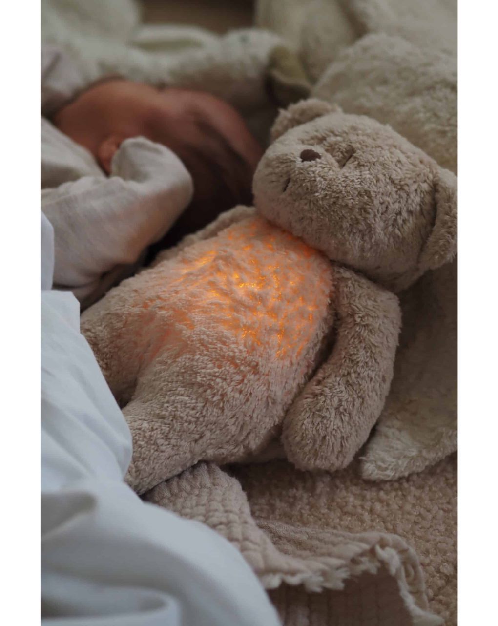 Moonie 2.0 the organic humming bear επαναφορτιζόμενο βοήθημα ύπνου με ηχογράφιση και αισθητήρα κλάματος grey - MOONIES