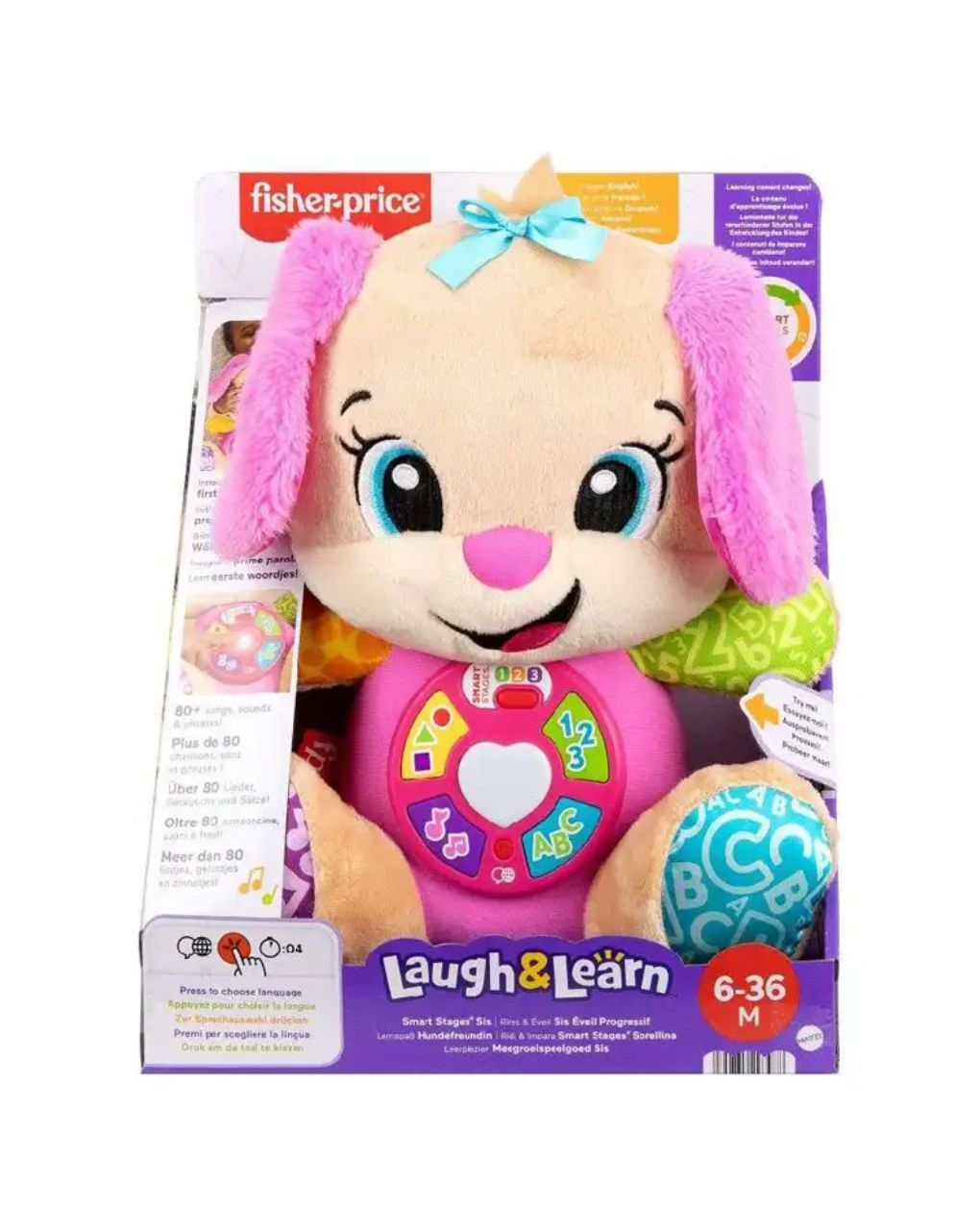 Mattel fisher-price laugh & learn εκπαιδευτικό σκυλάκι smart stages 6-36m ροζ jfd34 - Fisher-Price