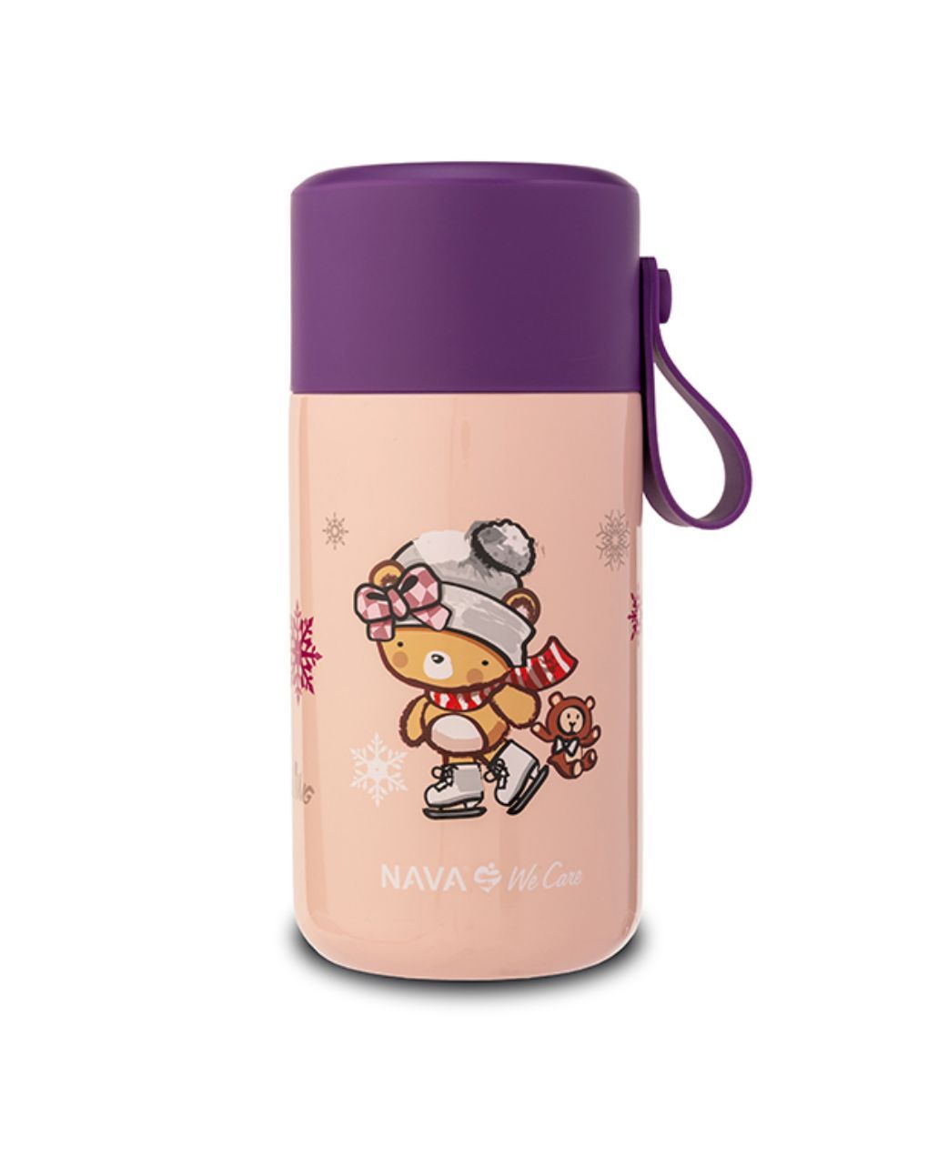 Nava παιδικό δοχείο φαγητού ισοθερμικό στρογγυλό "we care" 600ml ροζ 10-007-010 - Nava