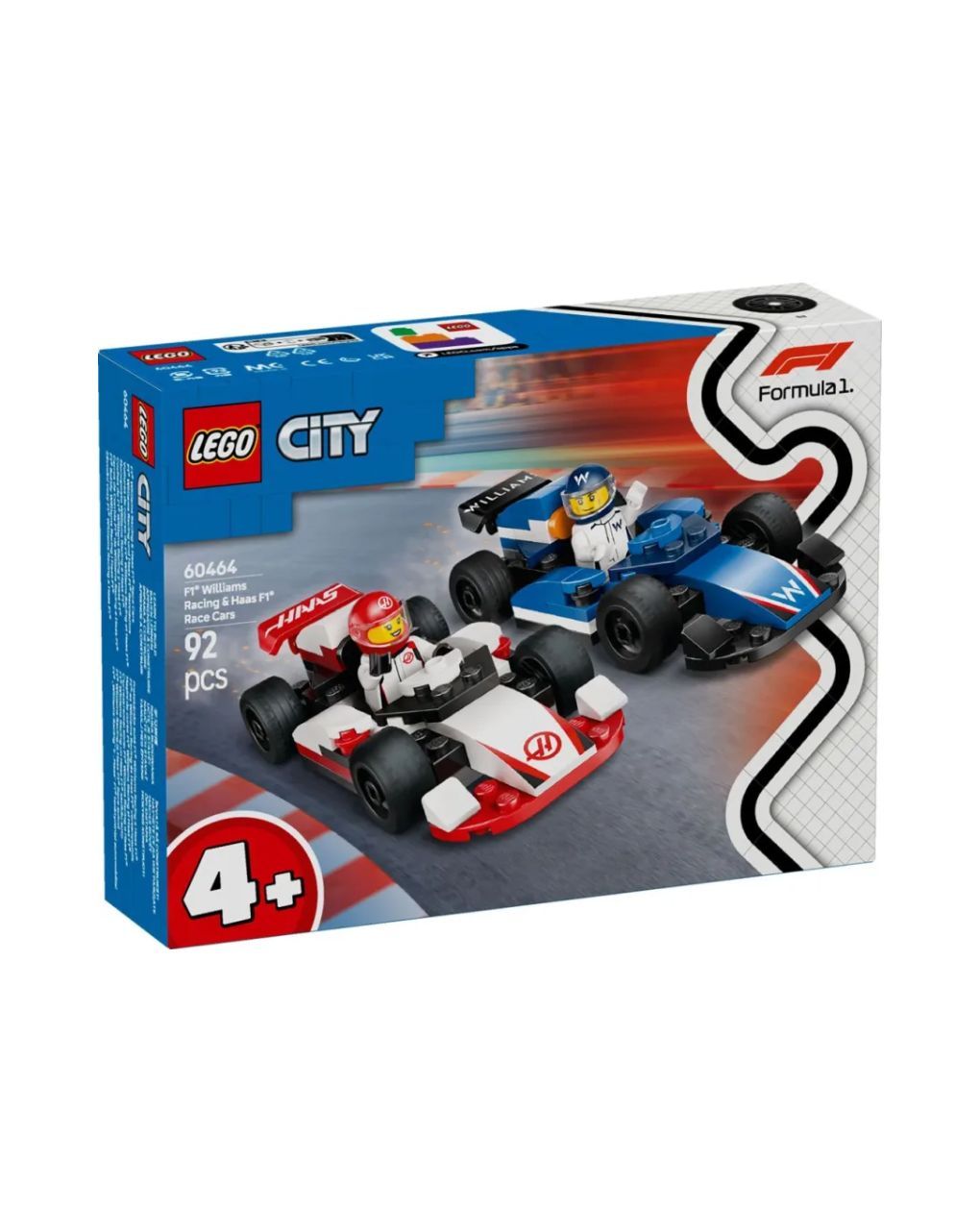 Lego city f1 williams racing & haas f1 race cars 60464