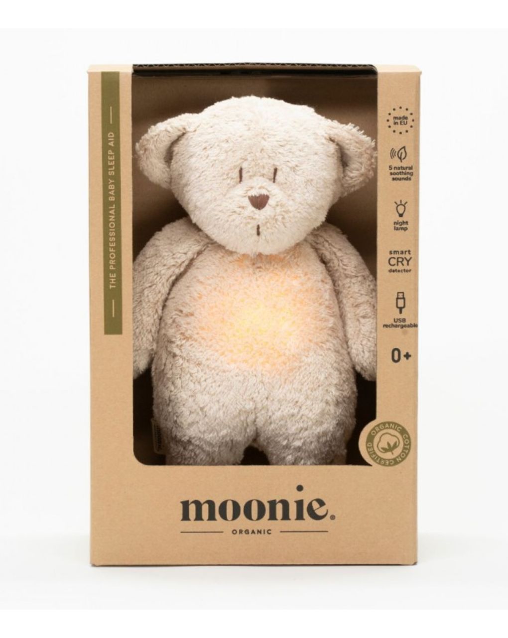 Moonie 2.0 the organic humming bear επαναφορτιζόμενο βοήθημα ύπνου με ηχογράφιση και αισθητήρα κλάματος sand - MOONIES