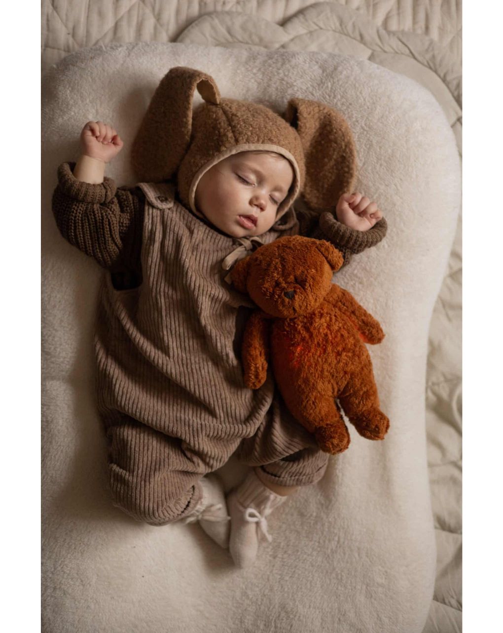 Moonie 2.0 the organic humming bear επαναφορτιζόμενο βοήθημα ύπνου με ηχογράφιση και αισθητήρα κλάματος grey - MOONIES