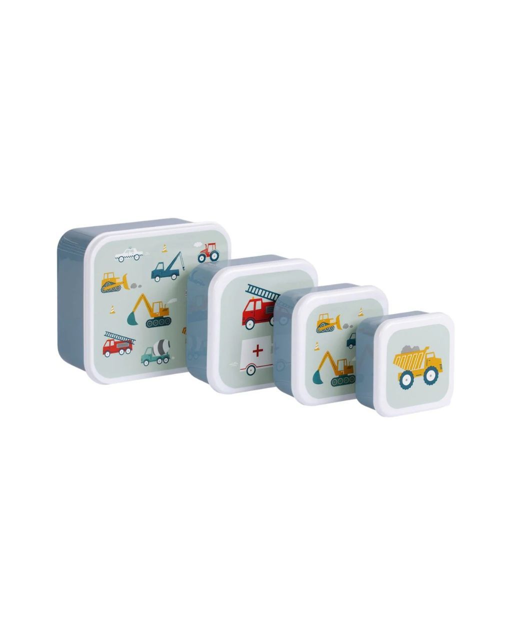 A little lovely company σετ 4 δοχεία φαγητού lunch & snack box vehicles sbseve58 - A Little Lovely Company