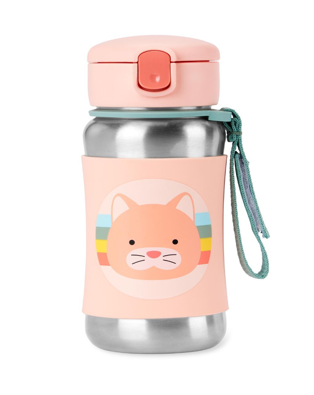 Skip hop zoo stainless steel παγούρι με καλαμάκι 350ml cat 9s891810