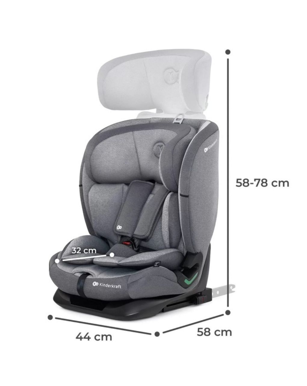 Kinderkraft κάθισμα αυτοκινήτου oneto 3 i-size (76-150cm) με isofix cool grey kcone300gry0000 - Kinderkraft