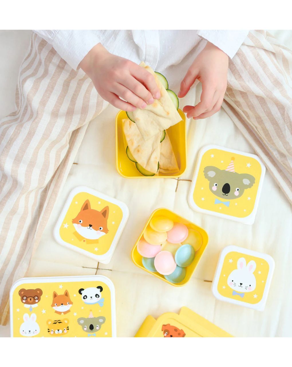A little lovely company σετ 4 δοχεία φαγητού lunch & snack box animal friends sbseaf81 - A LITTLE LOVELY COMP