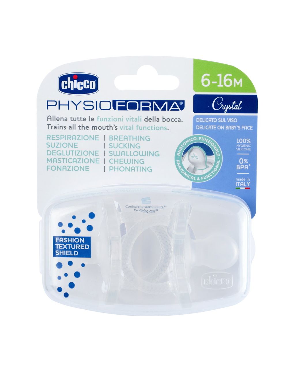 Chicco ορθοδοντικές πιπίλες σιλικόνης 2τμχ crystal 6-16m - Chicco