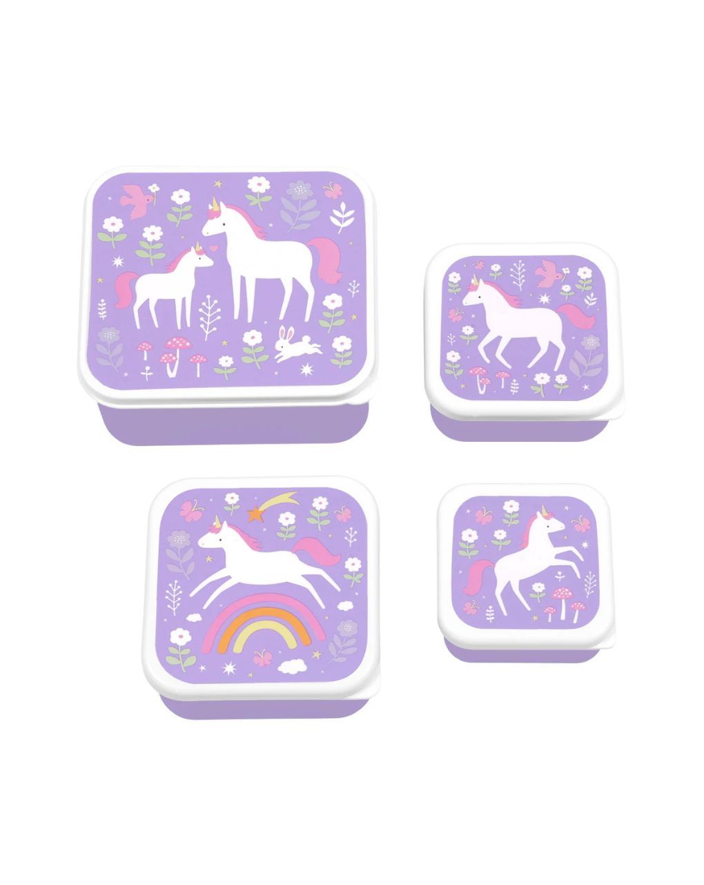 A little lovely company σετ 4 δοχεία φαγητού lunch & snack box unicorn dreams sbseud73
