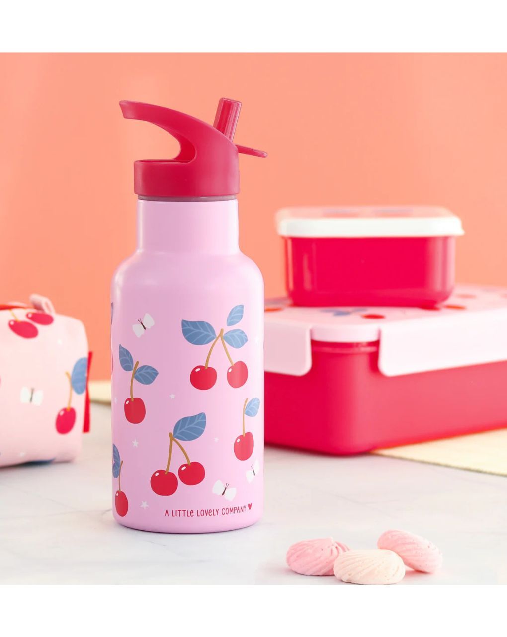 A little lovely company μπουκάλι θερμός με διπλό τοίχωμα από ανοξείδωτο ατσάλι 350ml cherries dbssch88 - A LITTLE LOVELY COMP