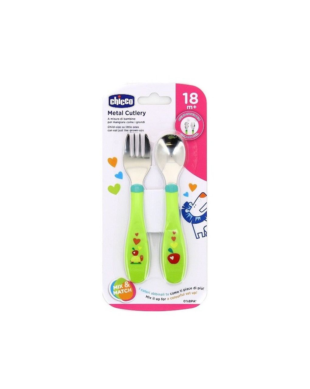 Chicco σετ πιρούνι-κουτάλι 18m+ πράσινο f05-16102-30 - Chicco