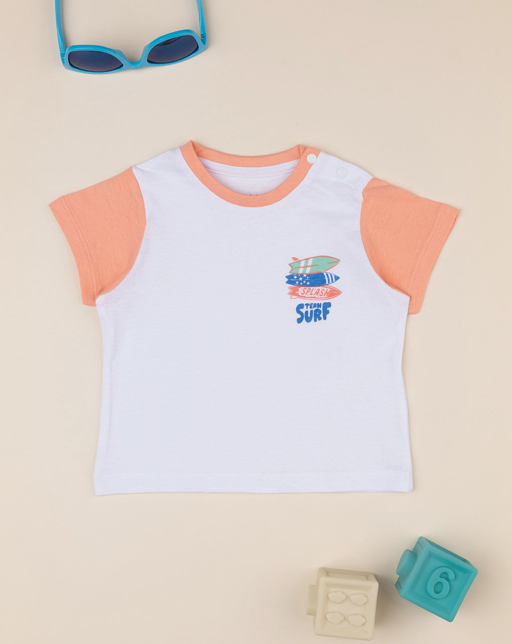 βρεφικό t-shirt λευκό team surf για αγόρι - Prénatal