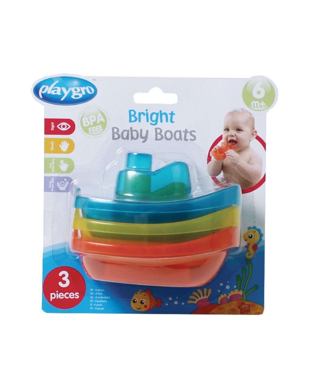Playgro χρωματιστά καραβάκια bright baby boats 3τμχ - Playgro