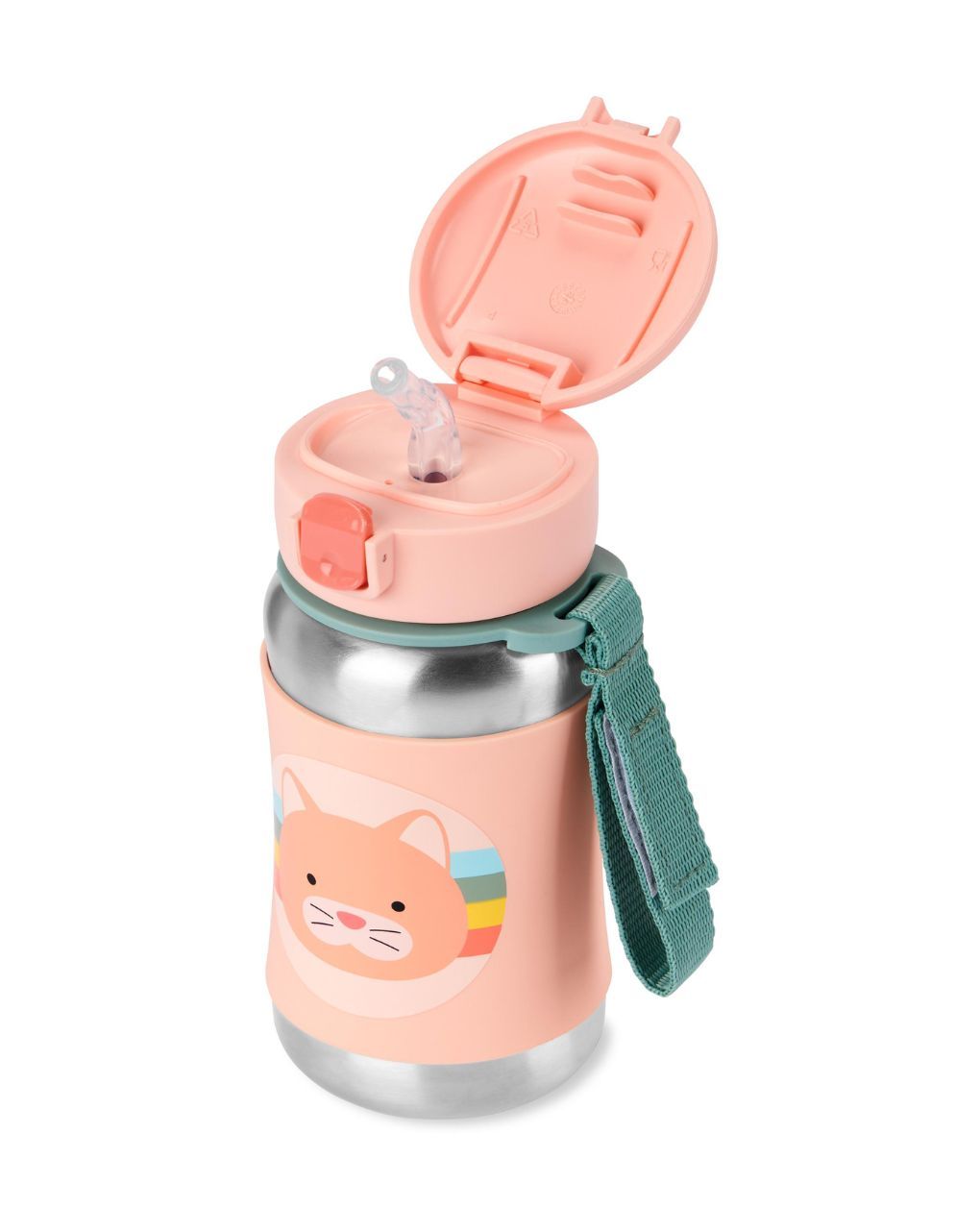 Skip hop zoo stainless steel παγούρι με καλαμάκι 350ml cat 9s891810 - SKIP HOP